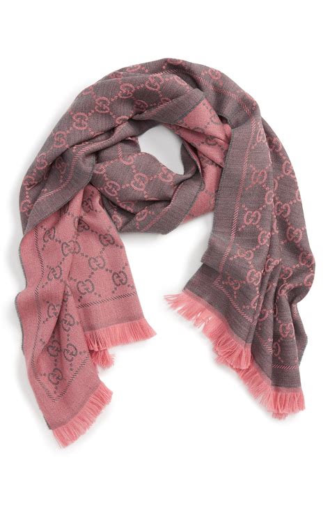 gucci jacquard scarf pink|gg jacquard pattern knitted scarf.